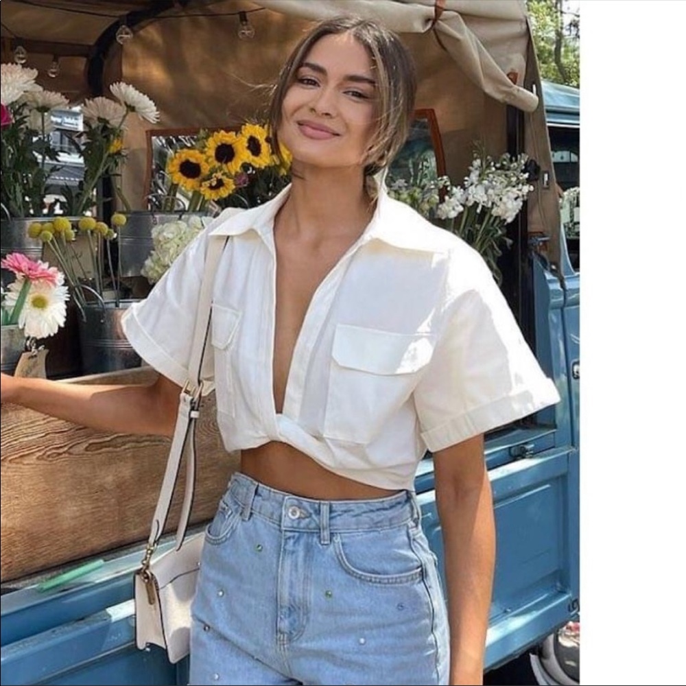 Zara linen blend crop top